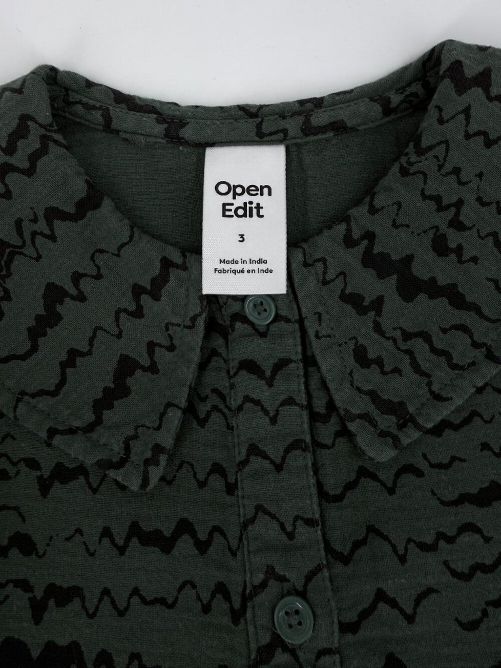 Open Edit Organic Cotton Tiered Shirt Dress Olive Green 3T - Picture 8 of 8